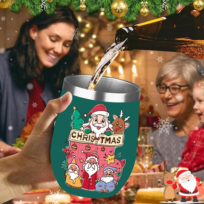 Christmas Wine Tumbler 12 oz Stainless Steel Wine Tumble Insulated Wine Tumbler - Image 6