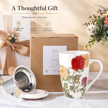 AmorArc Tea Cup With Infuser and Lid, 18oz Loose Leaf Tea Mug With Steeper | - Image 8