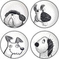 Bico Doodle Pawtrait Ceramic Salad Plates Set of 4, 8.75 Inch Dessert Plates by Bico