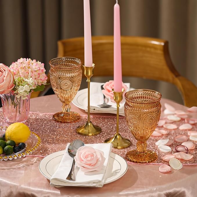 Darlion Goblets, Goblet Glasses, Amber Goblets, Vintage Wine Glasses 12oz | - Image 3