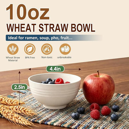 Dessert Bowls 10oz, Unbreakable Wheat Straw Bowls Sets of 8, Mini Plastic Bowls - Image 2