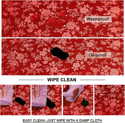 Smiry Rectangle Table Cloth, Waterproof Heavy Duty Vinyl Tablecloths, Wipeable Washable Table Cover for Kitchen and Dining Room (Red, 54" X 108")