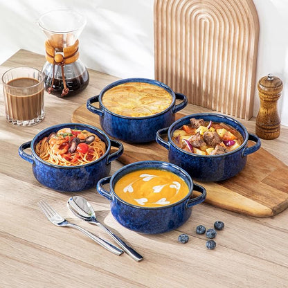 vancasso Starry French Onion Soup Bowls, 30 Oz Soup Crocks Set of 4 | Stoneware - Image 7