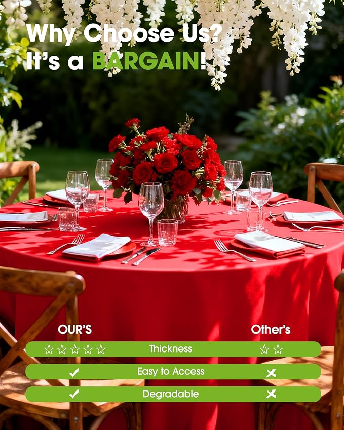 Pureegg Plastic Table Cloth Disposable 12 Pack, Valentines Day, Thanksgiving - Image 6