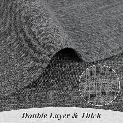 SHACOS Washable Cloth Placemats Set of 6 Fabric Place Mats Double Layered Thick Faux Linen Placemat Non Slip Reversible Table Mats Home Wedding Table Decor, Dark Grey