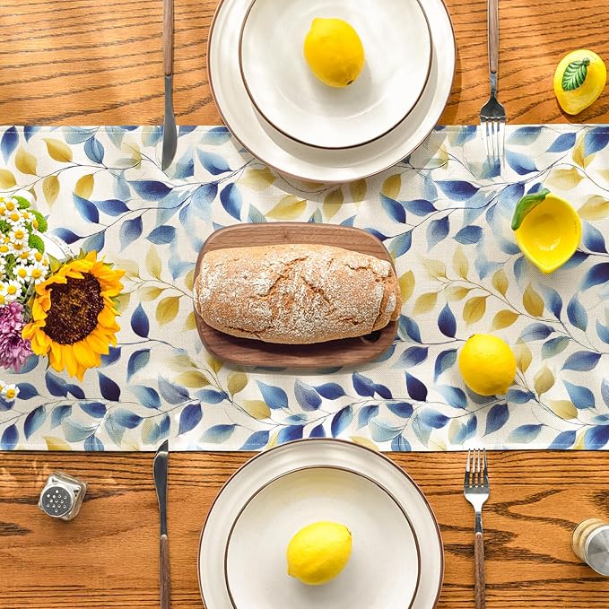 Artoid Mode Leaves 210 GSM Summer Table Runner, Seasonal Spring Kitchen Dining - Image 3