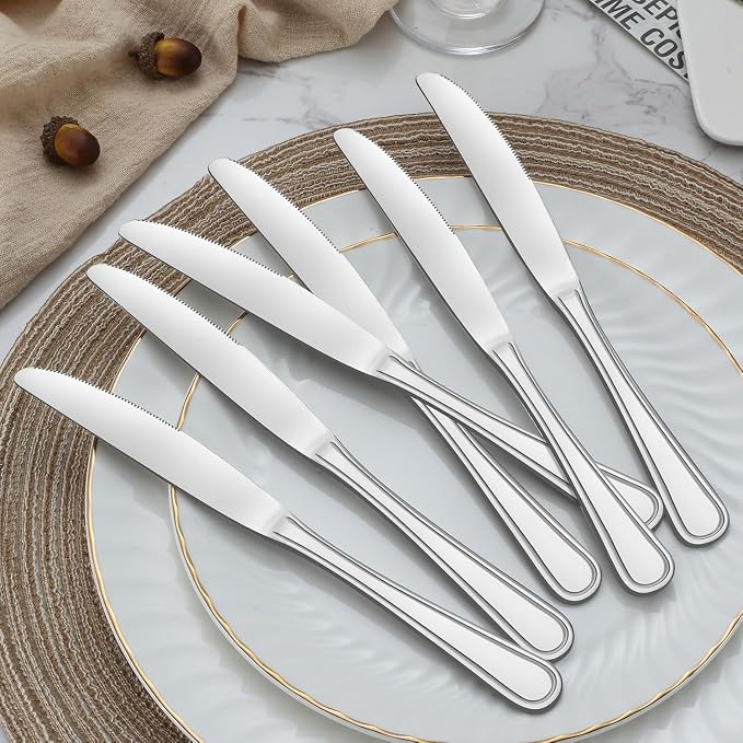 BEWOS 24-Piece Dinner Knives, 8.9-Inch Dinner Knife Set, Butter Knife, Food - Image 5