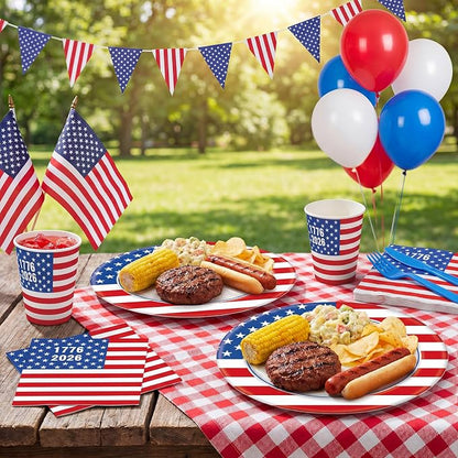 350 Pcs 4th of July Party Decorations 12 inch Disposable Patriotic Oval Plates - Image 4