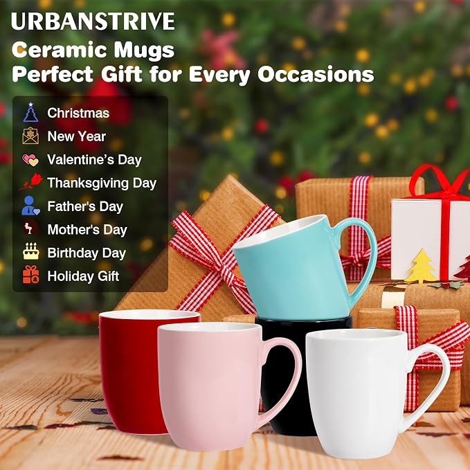 Urbanstrive 16 oz Large Coffee Mugs Set of 6 Ceramic Coffee Mug White Coffee - Image 8