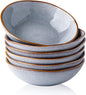AmorArc Ceramic Cereal Bowls Set of 6, 24 oz Handmade Stoneware Bowls Set for Cereal Soup Salad, Stylish Kitchen bowls for Meal, Dishwasher & Microwave Safe, Reactive Glaze Gray Blue