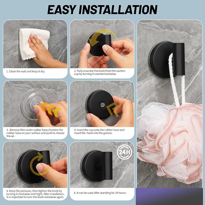 Large 15lb Suction Cup Hooks for Shower, No-Drill Bathroom Towel Hooks for Robes - Image 6