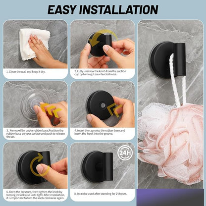 Large 15lb Suction Cup Hooks for Shower, No-Drill Bathroom Towel Hooks for Robes - Image 6