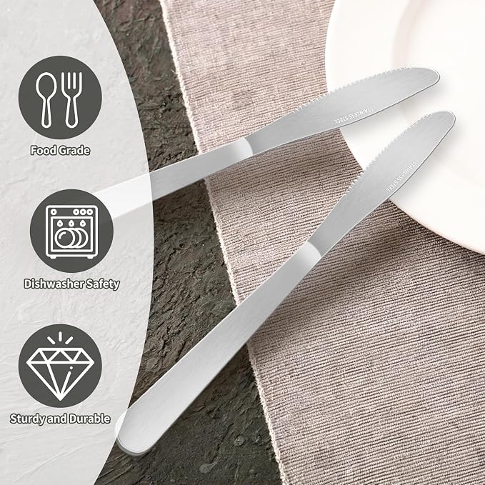 150 Pcs 8.3 Inches Stainless Steel Dinner Knives Spreader Knives Silverware - Image 3