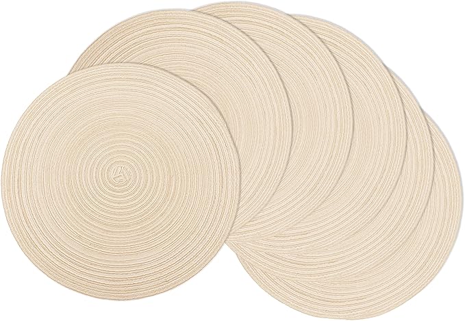MIAOMIAO Round Placemats Set of 6 Woven Braided Place Mats | 14.5 Inch Cotton by Unknown