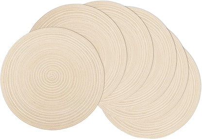 MIAOMIAO Round Placemats Set of 6 Woven Braided Place Mats | 14.5 Inch Cotton by Unknown