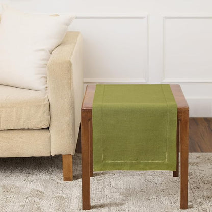 Solino Home 100% Pure Linen Dining Table Runner Avocado Woven, 14 x 36 in | by SolinoHome