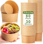 Large Paper Bowls,80Pcs 30 Oz Disposable Soup Bowls Bulk,Kraft Paper Salad Bowl,Round Disposable Paper Bowls,Paper Soup Bowls for Hot/Cold Food Soup Salad