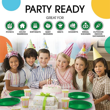 Emerald Green Plastic Plates For Party 7" Emerald Green Disposable Plates Heavy Duty 100 Pcs Plastic Dinnerware Sets Heavy Duty 350 GSM Disposable Dinnerware Set