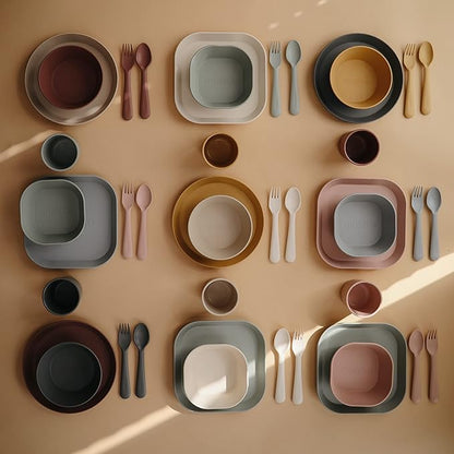 mushie Square Dinnerware Bowls for Kids | Made in Denmark, Set of 2 (Blush)