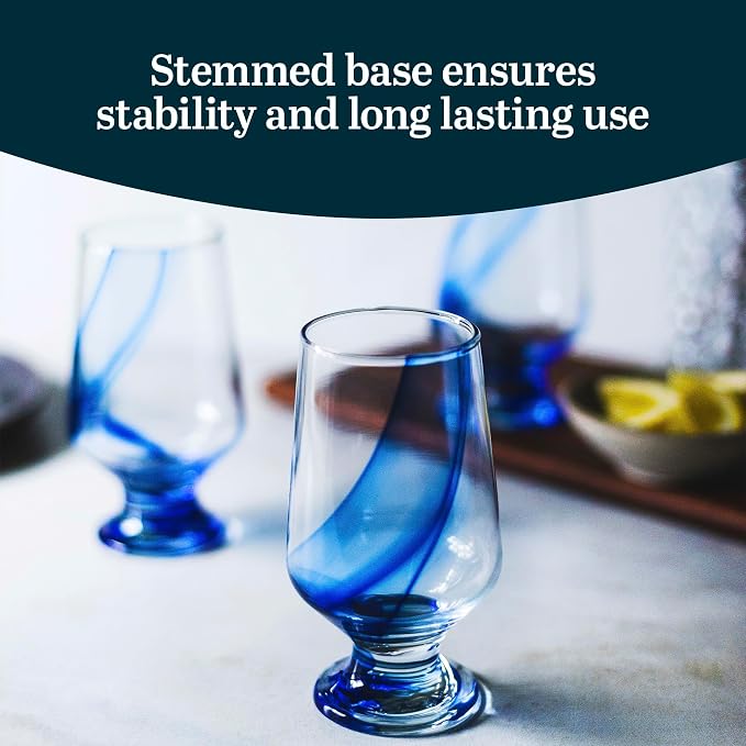 Libbey Blue Ribbon Goblet Glasses, Artisan Inspired, Durable Water Goblets Set - Image 4