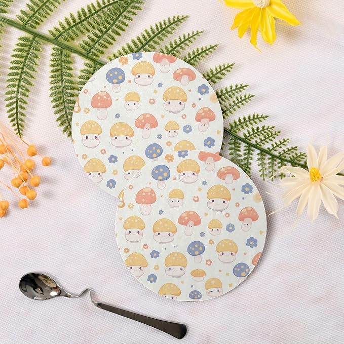 Seamless Mushroom Flowers 4 Piecing Set Coasters - Image 3