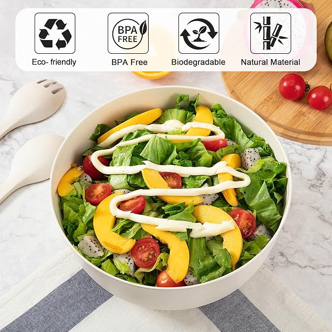 GEHE Bamboo Salad Bowl with Servers Set - Image 3