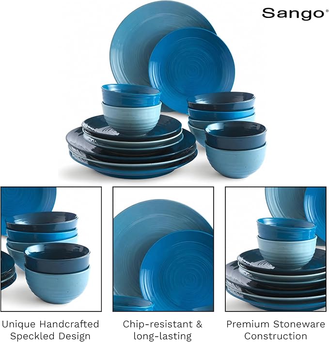 Sango Siterra Artist's Blend 16-Piece Stoneware Dinnerware Set – Service - Image 7
