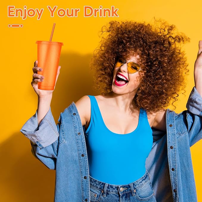 24 Pack Plastic Tumblers with Lids and Straws, Reusable Colorful Cups - Image 4