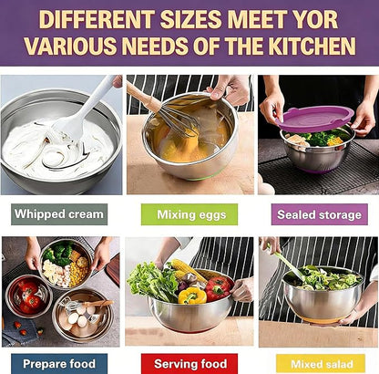 Umite Chef Thickened Heavy-Duty 26pcs Stainless Steel Bowl, Mixing Bowl Set - Image 4