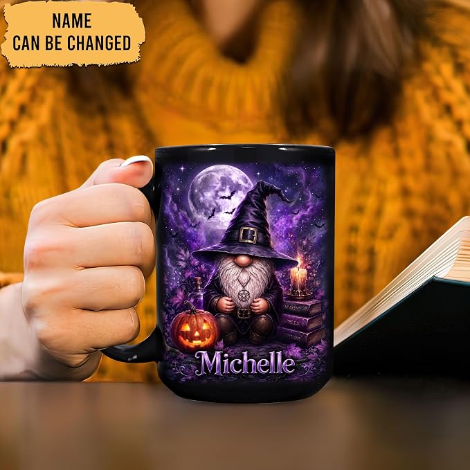 Hyturtle Personalized Halloween Gnome Mug, Custom Name Gift - Image 2