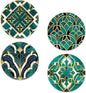 Green Marble Coasters Set of 4, Round Absorbent Ceramic Cup Mat with Cork Base, Cute Coasters for Table Home Decor, Ideal Gifts for Women Men