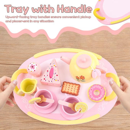 Tea Sets for Toddlers 3-5 Wooden Tea Party Set Toys for 3 Year Old Girls | Tea - Image 7