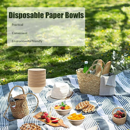 100 Pack 8oz Compostable Paper Bowls, Heavy-Duty Disposable Natural Bagasse - Image 6