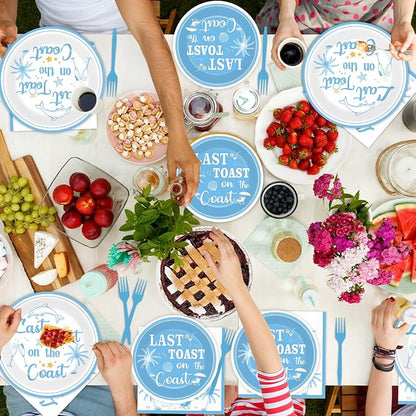 96Pcs Last Toast on the Coast Party Supplies Coastal Bachelorette Paper Plates - Image 7