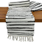 Perilla Home Chindi Table Runner Boho with Tassels 72 Inches Long Linen Cotton - Braided Rustic Farmhouse Fall Kitchen Dining Table Decoration for Party Wedding (Black & White)