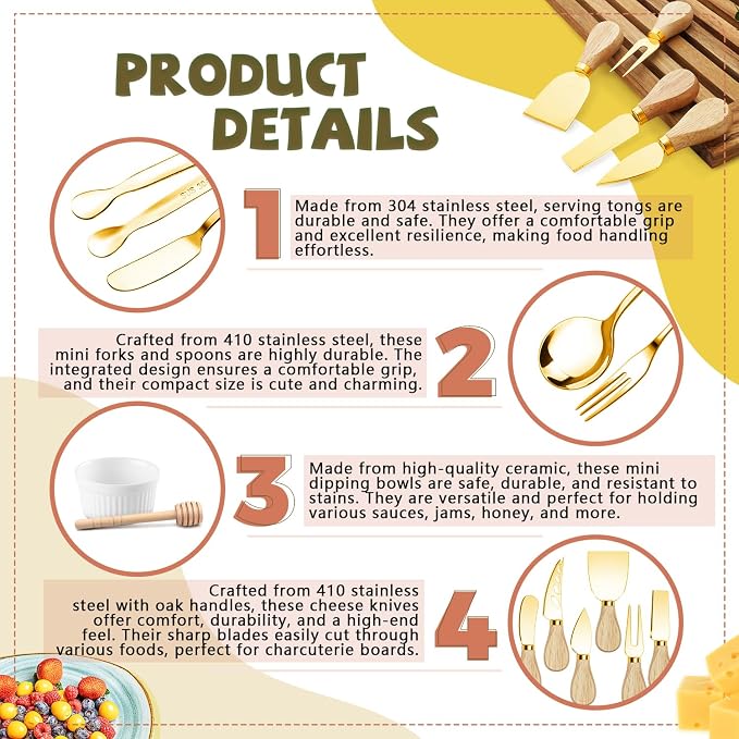 Charcuterie Boards Accessories Gold Charcuterie Utensils Cheese Butter Spreader - Image 3