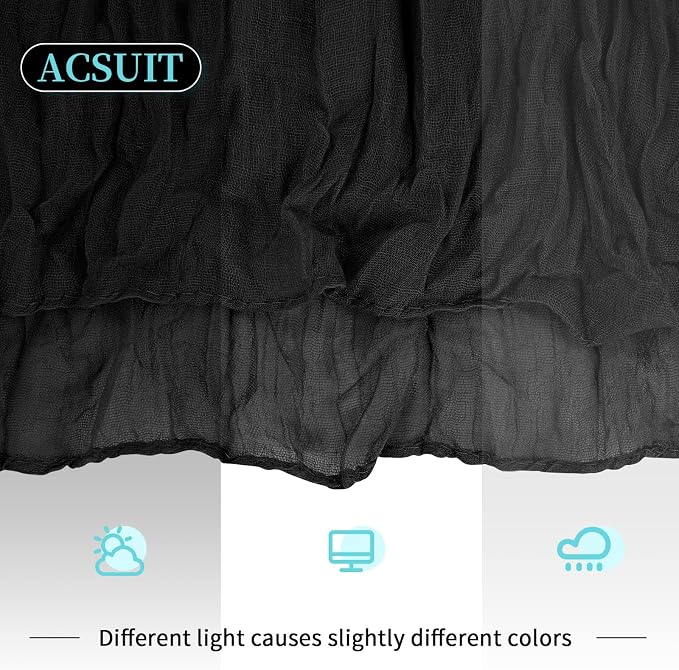 4 Pack Black Cheesecloth Table Runner 20 x 120 inch Gauze Table Runners 10 FT - Image 6