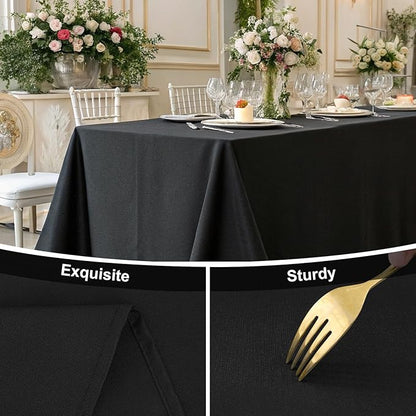 Smiry 4 Pack Rectangle Table Cloth, Waterproof Anti-Scratch Polyester Tablecloth, Decorative Washable Fabric Table Cover for Dining, Buffet, Parties and Outdoor, 54x108, Black