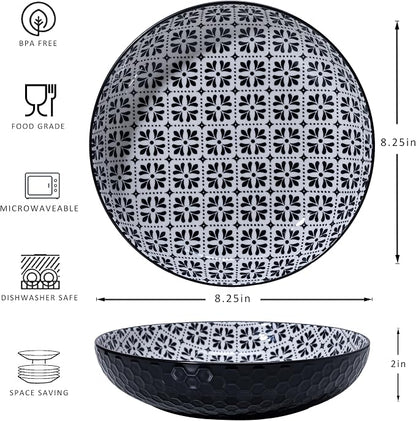 LEHAHA Ceramic Pasta Bowls Set of 4, 8.25" Large Porcelain Salad Bowls Soup Bowl - Image 6