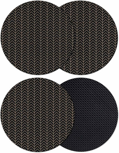 Simple Line Black Coasters Set of 4, Non-Slip Cup Coaster Mat by PIEPLE