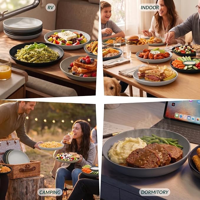 Wheat Straw Dinner Plates Set of 8-11 Inch, Alternative to Plastic, Microwave & - Image 7