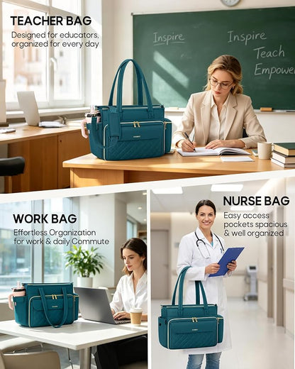 RAINSMORE Teacher Bag for Women, 15.6" Laptop Work Tote, 40oz Cup Holder | - Image 3