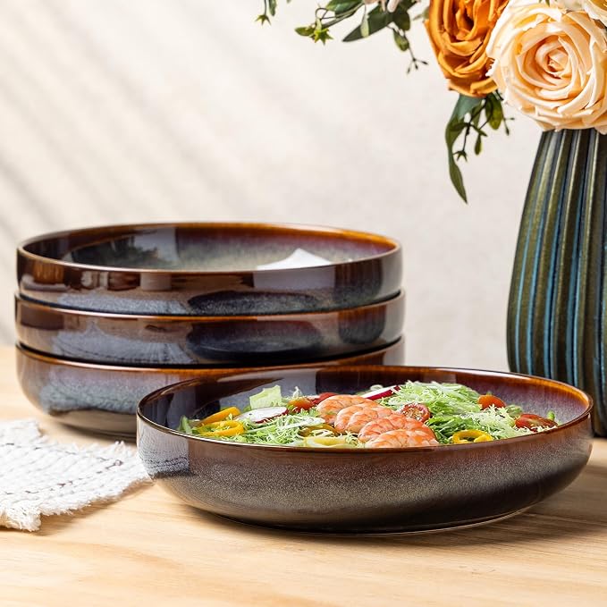 8.5" Ceramic Pasta Bowls Set of 4, Salad Bowls | Versatile Serving Bowls by TheTerra
