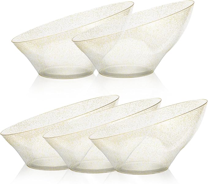 5 Pack Gold Glitter Plastic Serving Bowls by GoodLuck