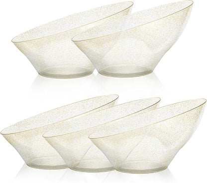 5 Pack Gold Glitter Plastic Serving Bowls by GoodLuck