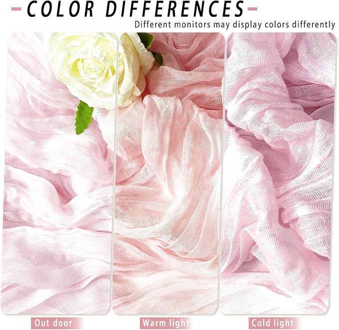 8 Pack Pink Cheesecloth Table Runner 17x108 inch Boho Gauze Cheese Cloth Table - Image 6