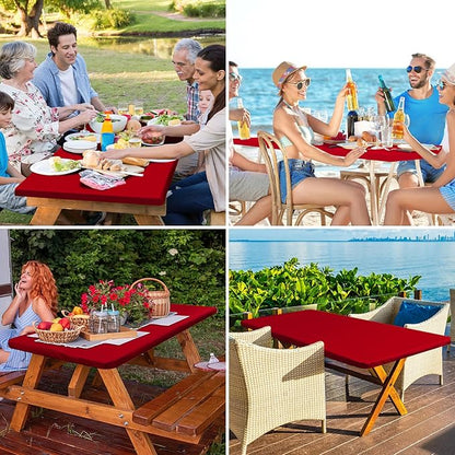 homing 2 Pack Rectangle Table Cloth, Elastic Fitted Fabric Tablecloth Fits for 6 Foot Folding Tables, Washable Table Cover for Picnic, Camping, Indoor & Valentine's Day (Red, 30" x 72")
