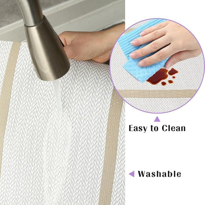 FAVE Placemats Set of 6 White Placemats Woven with Golden Thread Durable and Wipeable Vinyl Placemat Set of 6 for Wedding, Banquet, Birthday, Party, Restaurant Decorations(White)