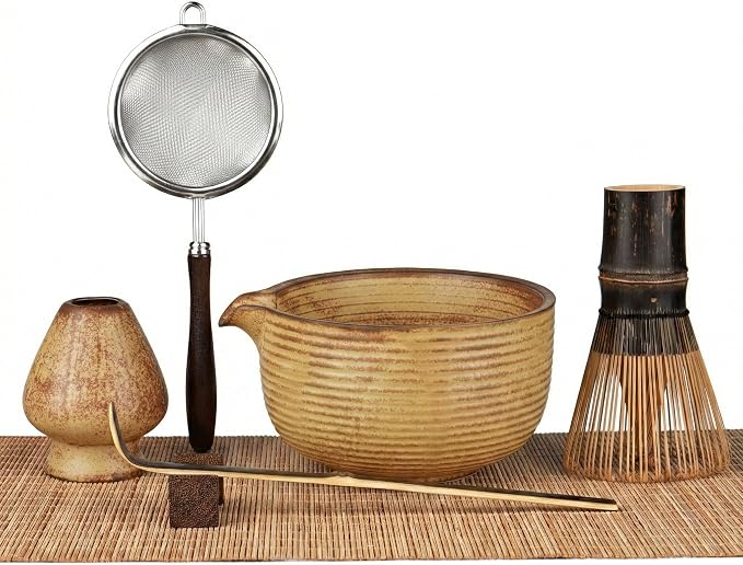 7-Piece Matcha Set，Matcha Bowl & 100-Prong Purple Bamboo Whisk | Gilded Artisan by GleeNflux