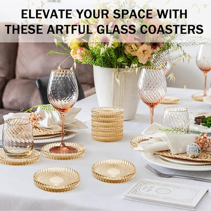 Modern Clear Glass Coasters Set of 6, Cute Coasters Table Mats - Image 5